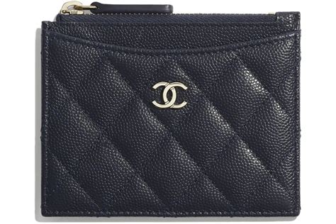 navy blue chanel card holder|CHANEL Grained Calfskin CC Card Holder Navy Blue.